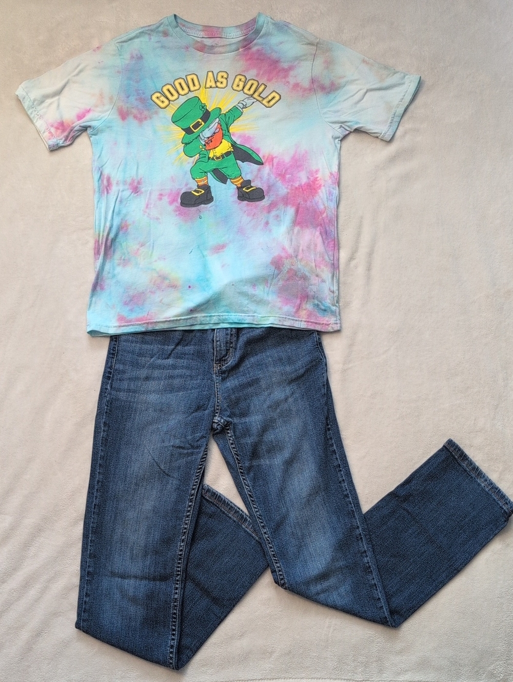 Girls Outfit Bundle Size 14 16 Tie Dye Tee & True Craft Jeans